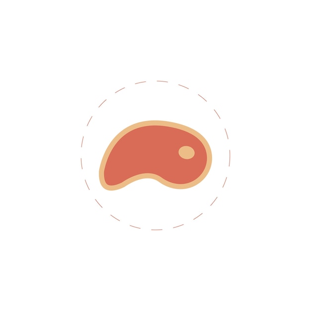 Icono plano de carne sobre fondo blanco