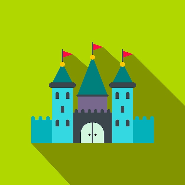 Vector icono plano del castillo sobre un fondo verde