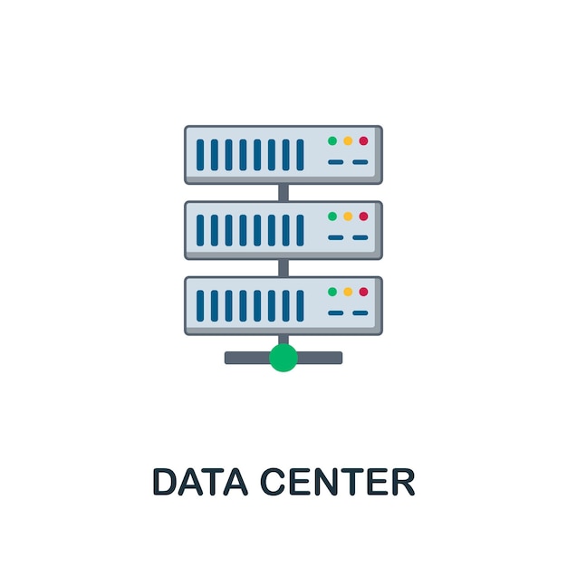 Icono plano del Centro de datos Signo de color de la colección de aprendizaje automático Ilustración del icono del Centro de datos creativo para infografías de diseño web y más