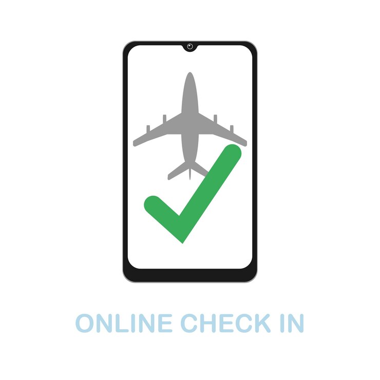 Vector icono plano de check in en línea signo de elemento de color de la colección del aeropuerto signo de icono plano de check in en línea para infografías de diseño web y más