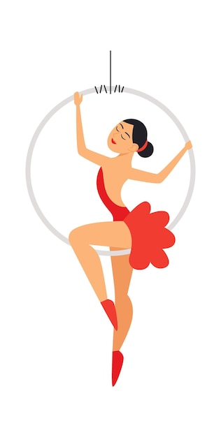 Icono plano de chica acróbata flexible Personaje de circo divertido