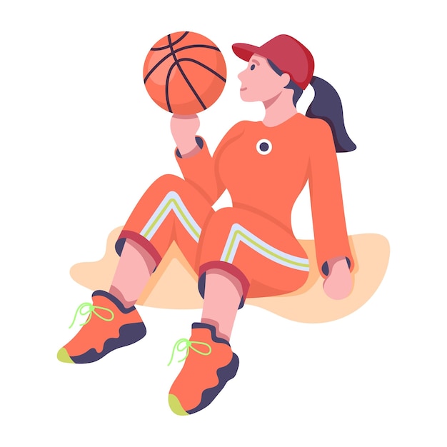 Icono plano de chica de baloncesto