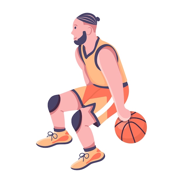 Vector icono plano de chico de baloncesto