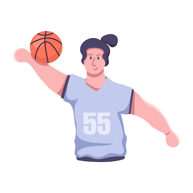 Icono plano de chico de baloncesto