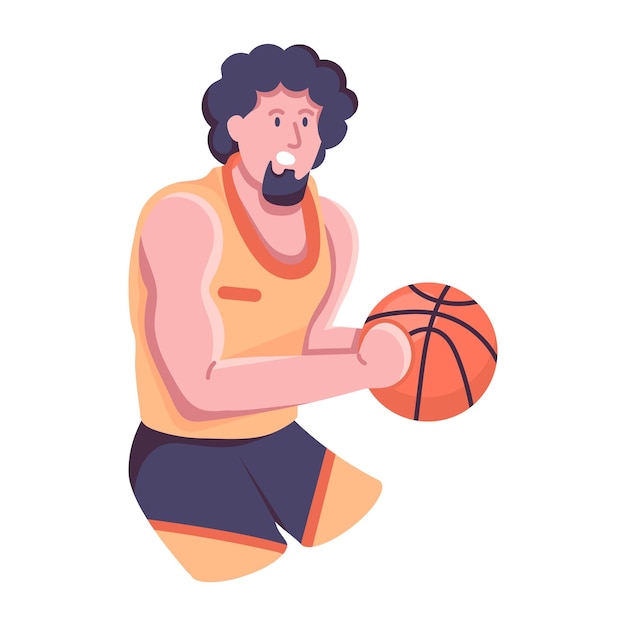 Vector icono plano de chico de baloncesto