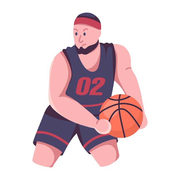 Icono plano de chico de baloncesto