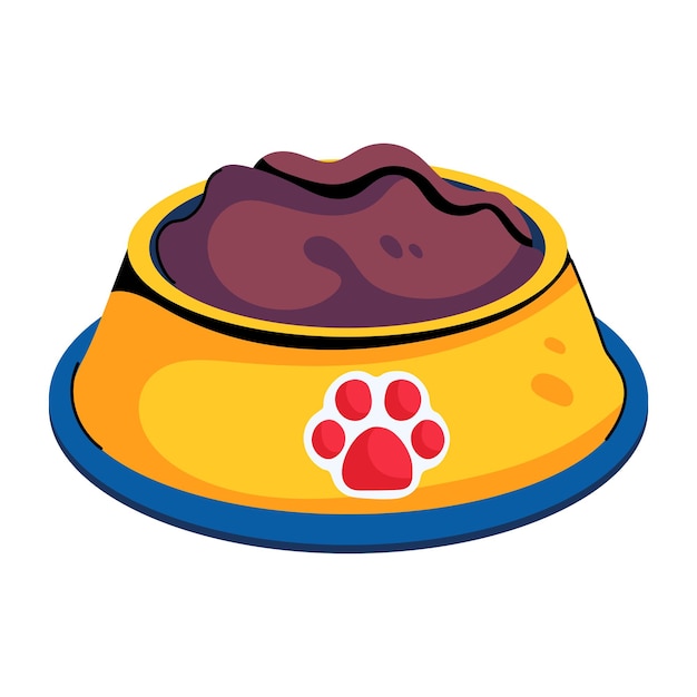 Un icono plano de la comida para mascotas