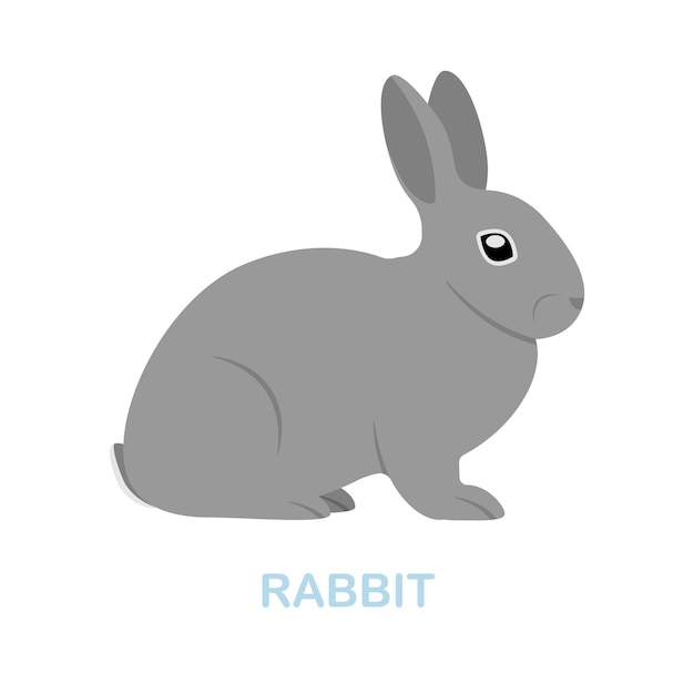 Icono plano de conejo Signo de elemento de color de la colección de animales salvajes Signo de icono de conejo plano para infografías de diseño web y más