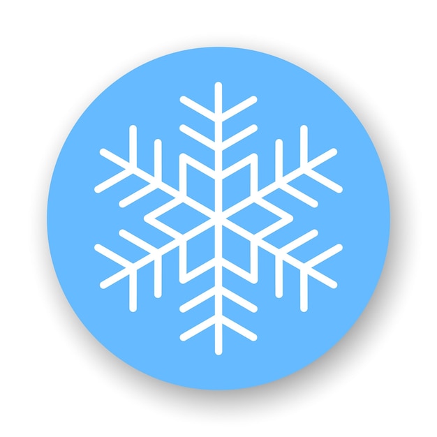 Vector icono plano de copo de nieve elemento de vector blanco sobre fondo azul