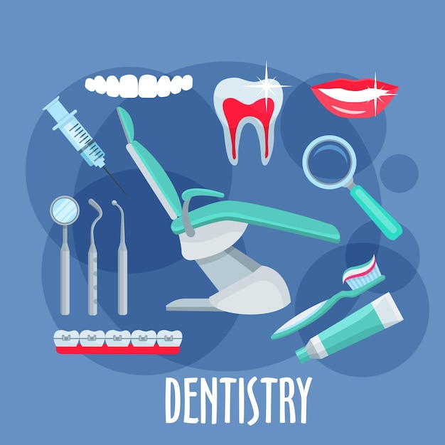 Vector icono plano de cuidado dental para diseño de odontología