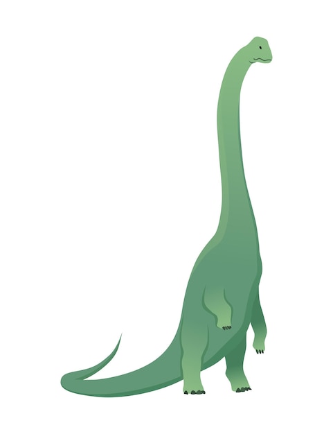Icono plano de dinosaurio Brachiosaurus. Monstruo reptil prehistórico aislado coloreado sobre fondo blanco. Animal de dino de dibujos animados vector herbívoro