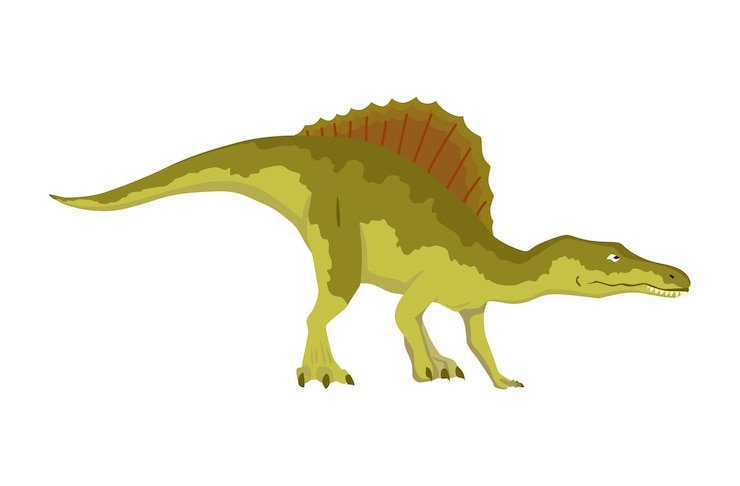 Vector icono plano de dinosaurio spinosaurus. monstruo reptil prehistórico aislado coloreado