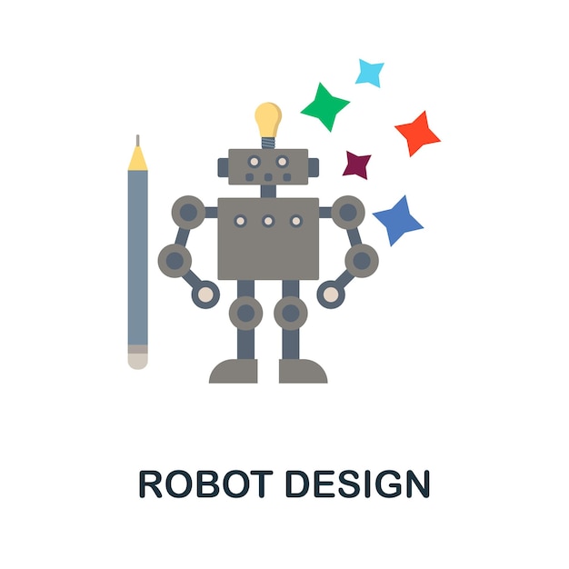 Icono plano de diseño de robot signo de color de la colección de ingeniería robótica ilustración de icono de diseño de robot creativo para infografías de diseño web y más