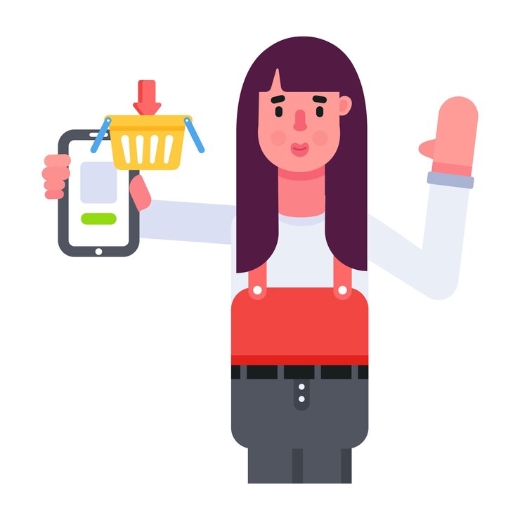 Vector icono plano editable de una mujer de compras