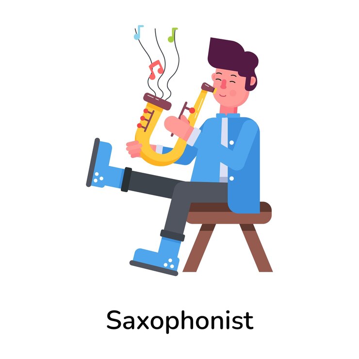 Vector icono plano editable de un saxofonista