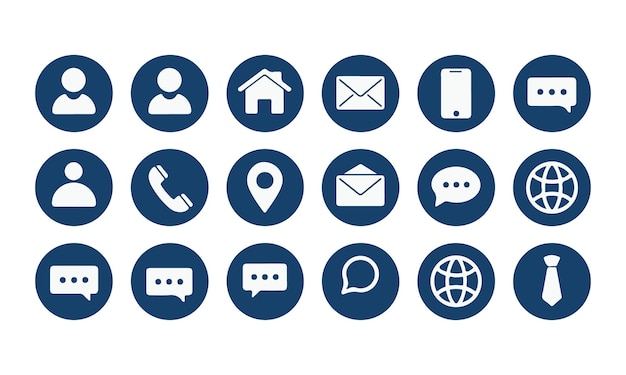 El icono plano es el icono de teléfono, el ícono de llamada, el ícone de la casa, el ícono de la ubicación, el íoncono de la web, el íncono social y el ícono del negocio.