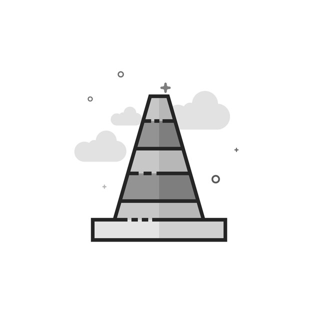 Ícono plano en escala de gris Cono de tráfico