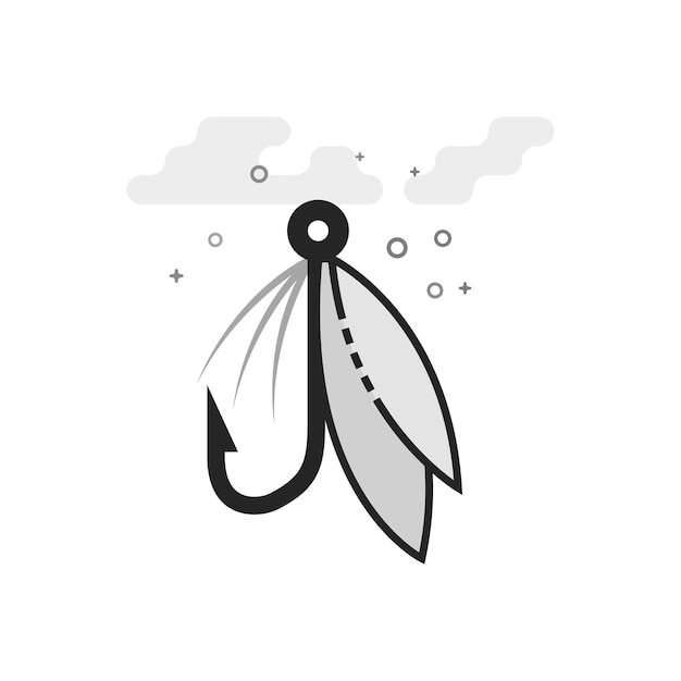 Icono plano en escala de gris señuelo de pesca
