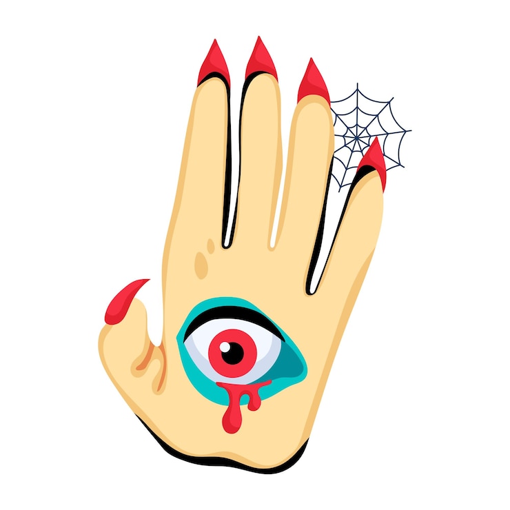 Vector un icono plano de la espeluznante mano de zombi