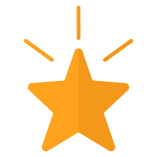 Icono plano de estrella amarilla brillante aislado sobre un fondo blanco