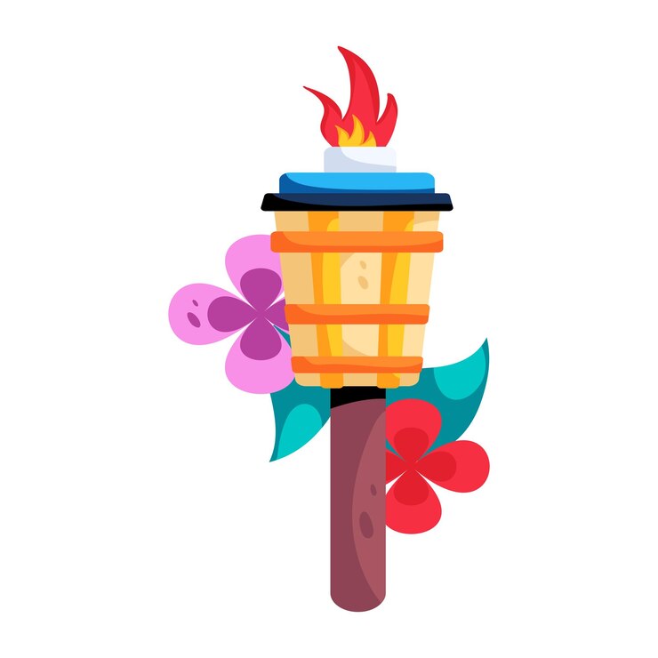 Vector icono plano fácil de editar de la antorcha tiki