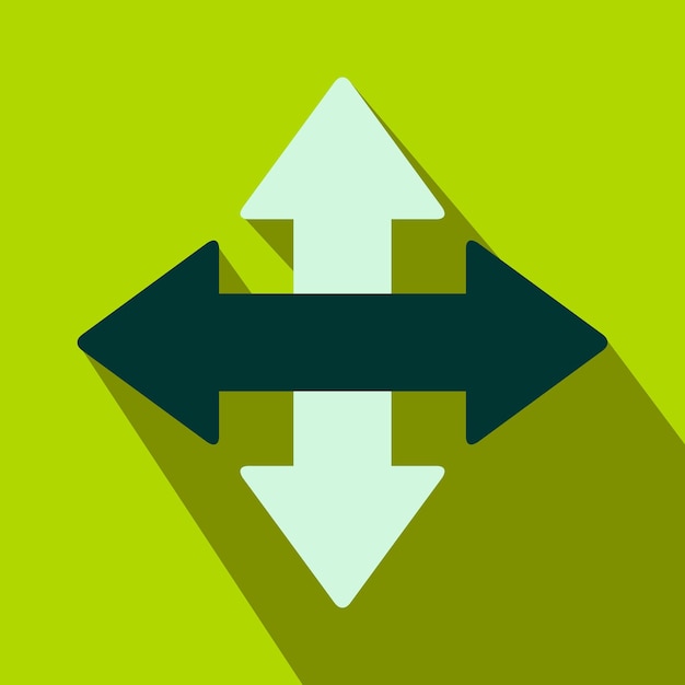 Icono plano de flechas cruzadas sobre un fondo verde