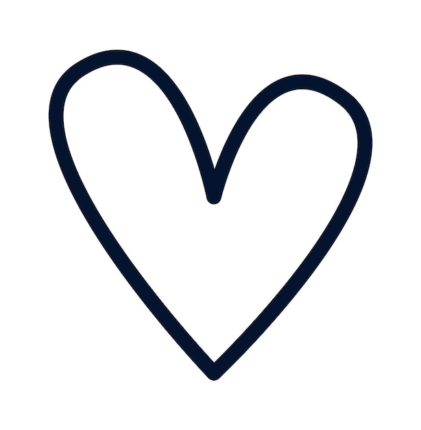 Icono plano de forma de línea de corazón de Doodle