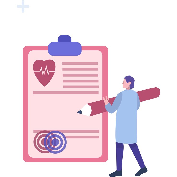 Vector icono plano del formulario de salud vectorial de la receta médica