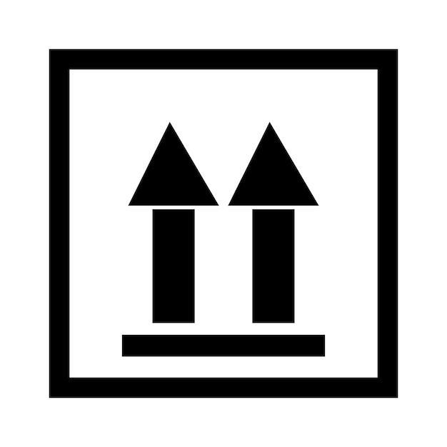 Icono plano frágil con símbolo de paquete frágil agrietado Ilustración de vector de etiqueta