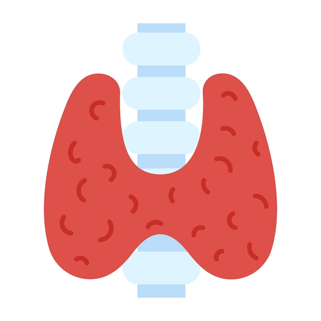 Ícono plano de la glándula tiroidea humana en una ilustración vectorial de fondo transparente