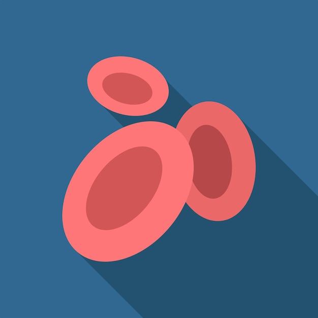 Icono plano de glóbulos rojos con larga sombra Ilustración vectorial de pictograma de icono de biología simple