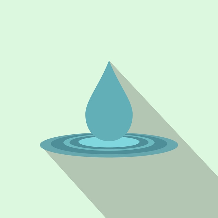 Icono plano de gota de agua sobre un fondo azul claro