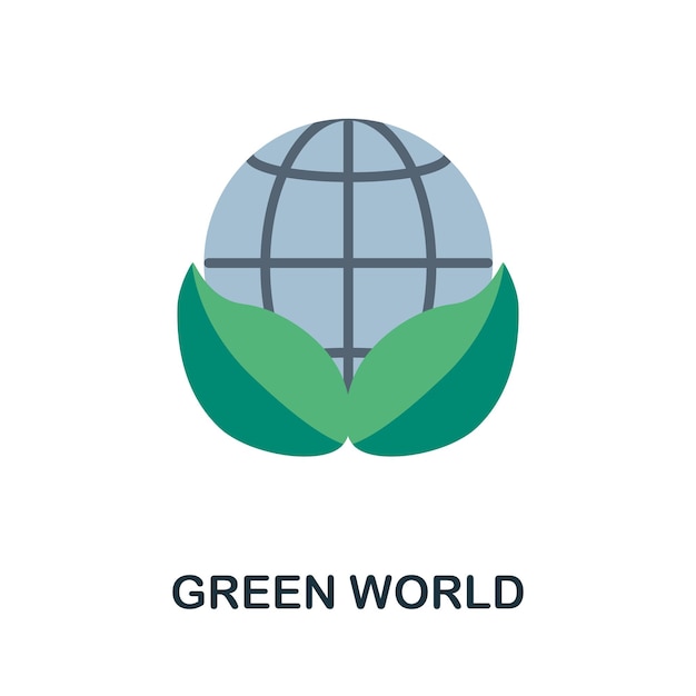 Icono plano de Green World Elemento simple de la colección save the world Icono creativo de Green World para plantillas de diseño web, infografías y más