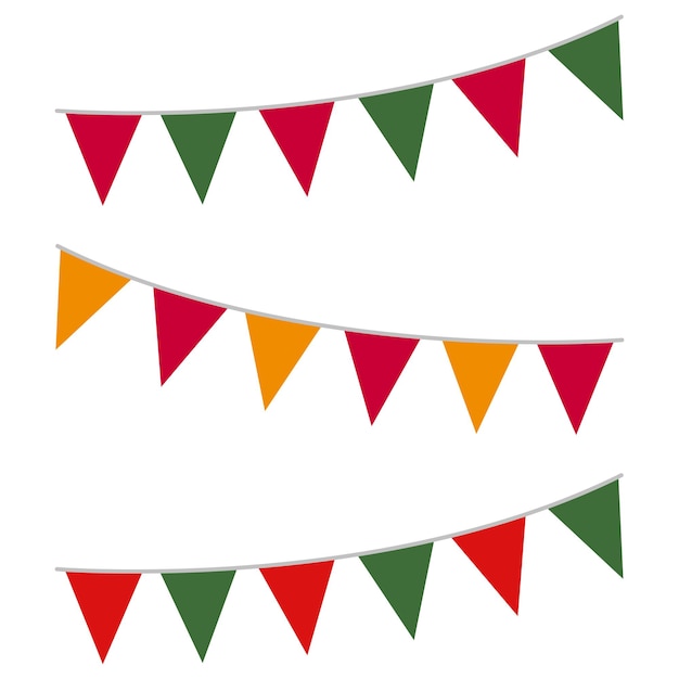 Icono plano de guirnaldas de carnaval aislado sobre un fondo blanco