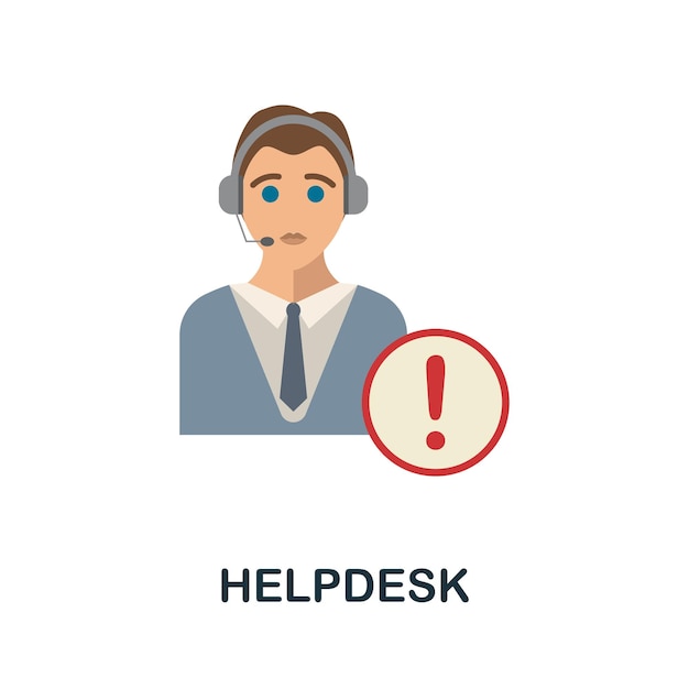 Icono plano de Helpdesk Signo de color de la colección de servicio al cliente Ilustración de icono de Creative Helpdesk para infografías de diseño web y más