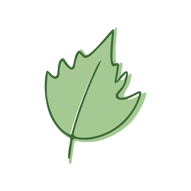 Icono plano de hoja verde aislado sobre fondo blanco Ilustración vectorial