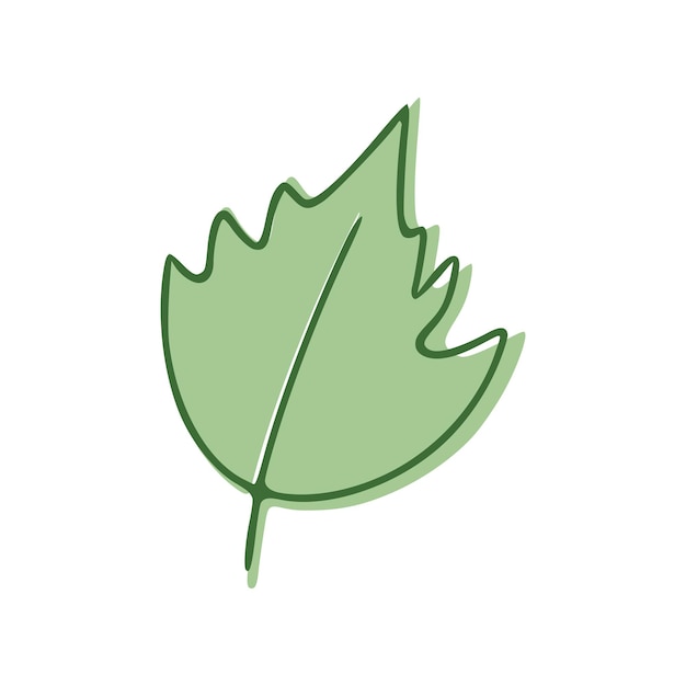 Icono plano de hoja verde aislado sobre fondo blanco ilustración vectorial