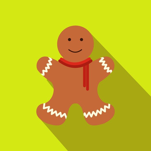 Icono plano de hombre de jengibre de Navidad Imagen única con larga sombra