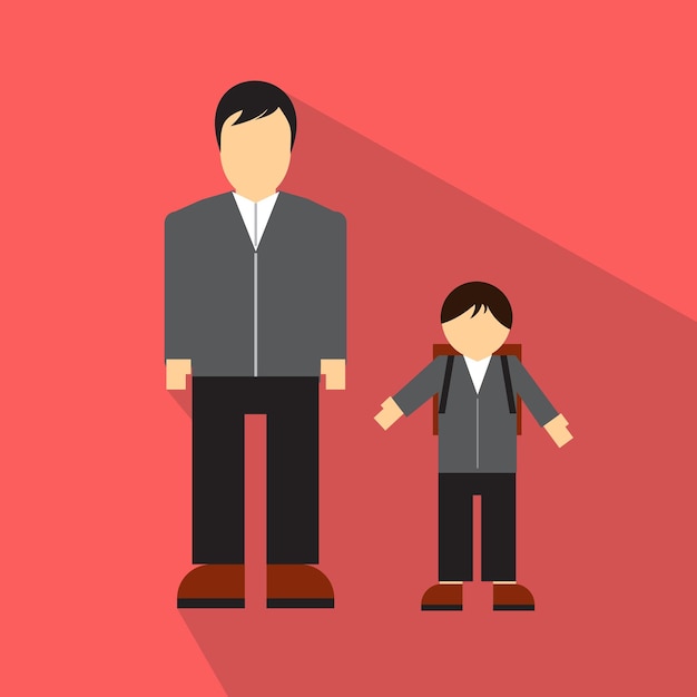 Icono plano de hombre y niños aislado sobre fondo blanco