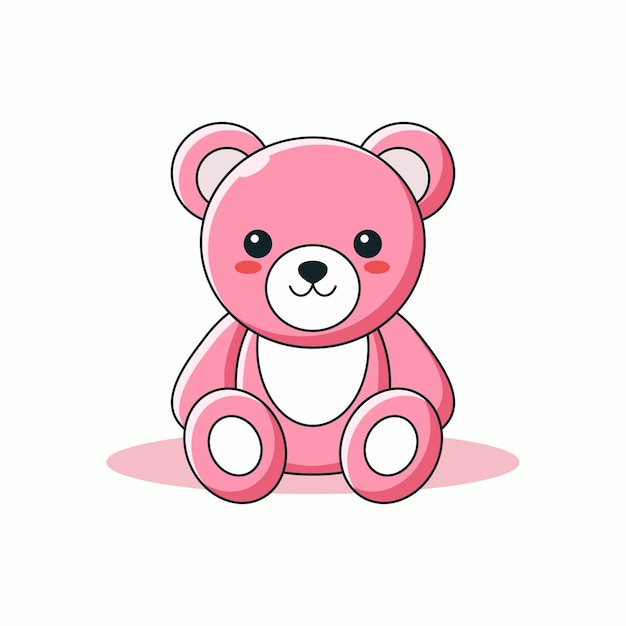 Vector icono plano de la ilustración de dibujos animados del oso de peluche vectorial