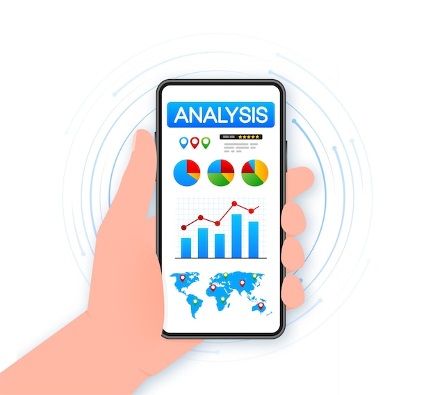 Icono plano con kpi para diseño de marketing Inversión financiera Análisis de datos comerciales