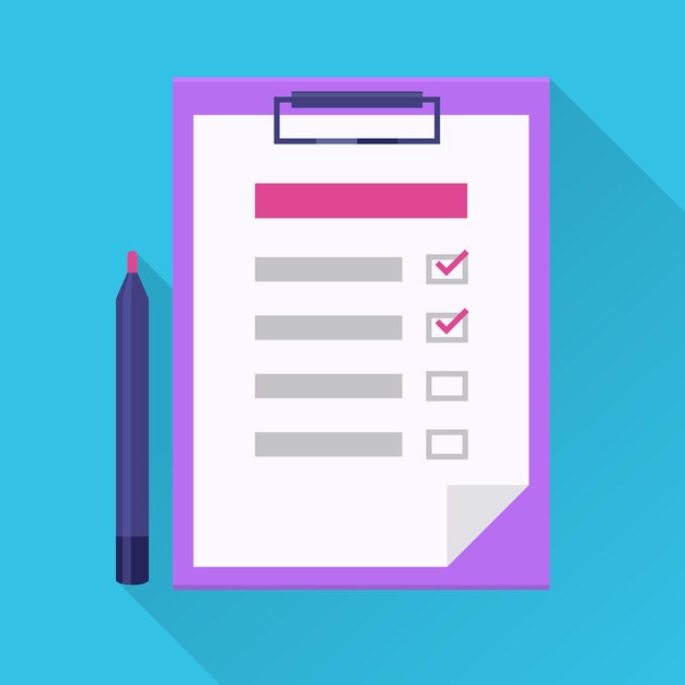 Icono plano de lista de verificación