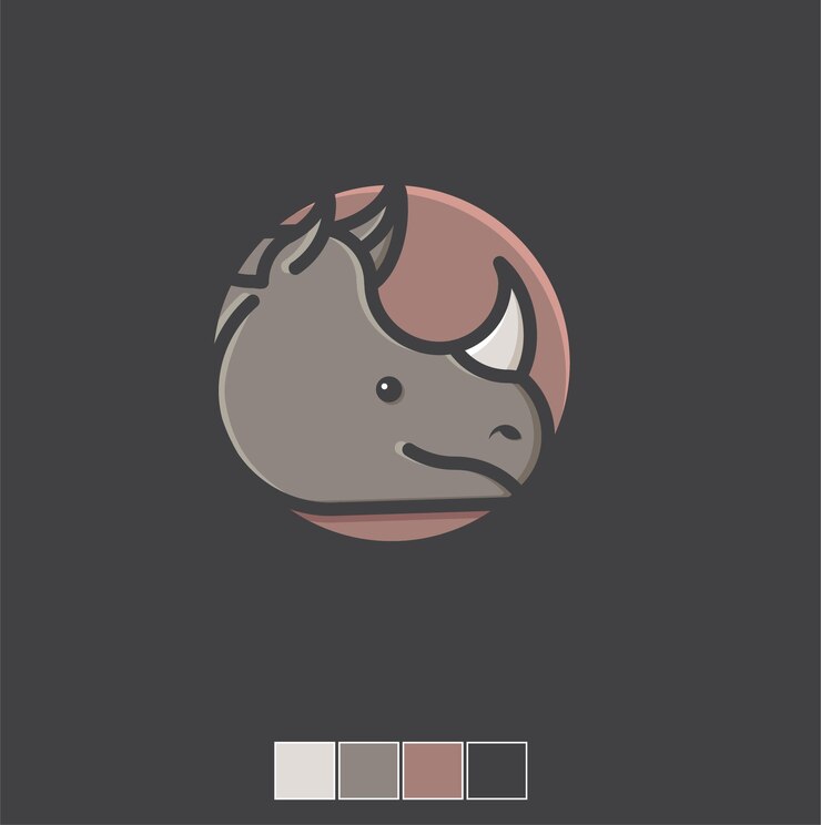 Vector icono plano del logo de rinoceronte
