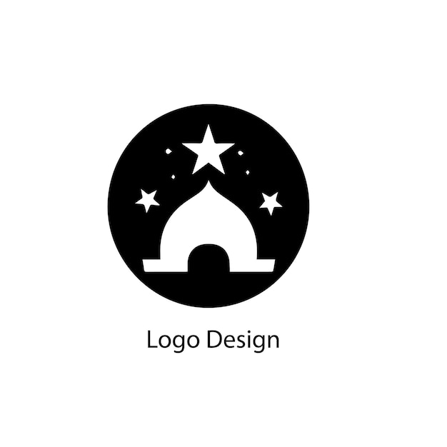 Icono plano del logotipo de la mezquita tradicional