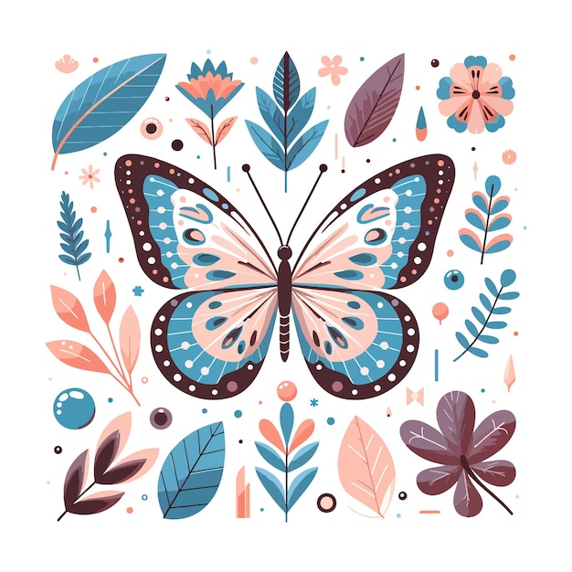 Icono plano de mariposa ilustración vectorial de mariposa en estilo plano aislada sobre un fondo blanco