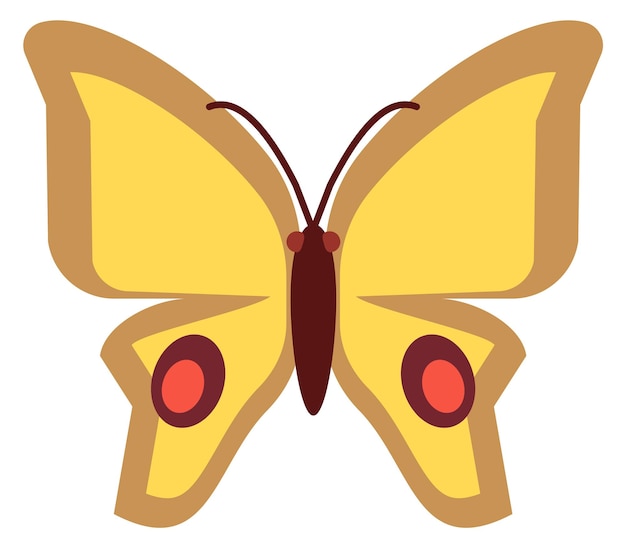 Icono plano de mariposa polilla amarilla animal volador