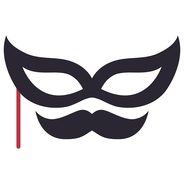 Icono plano de máscara teatral de carnaval aislado sobre un fondo blanco