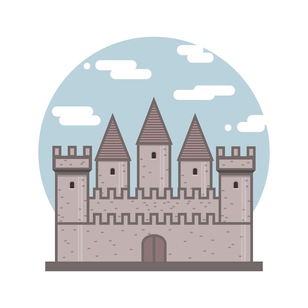 Icono plano medieval antiguo castillo