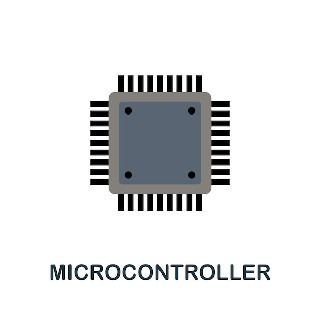 Icono plano de microcontrolador Signo de color de la colección de ingeniería robótica Ilustración de icono de microcontrolador creativo para infografías de diseño web y más