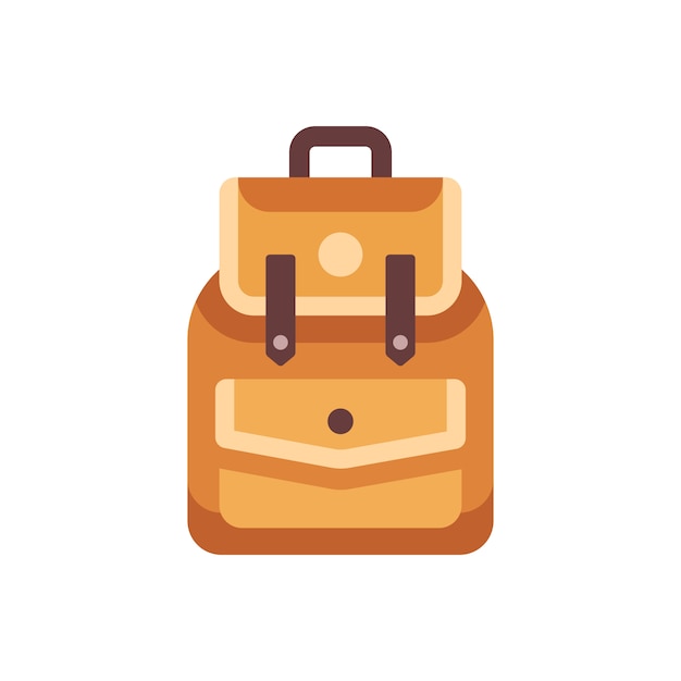 Vector icono plano de mochila escolar de cuero para niños. ilustración de regreso a la escuela